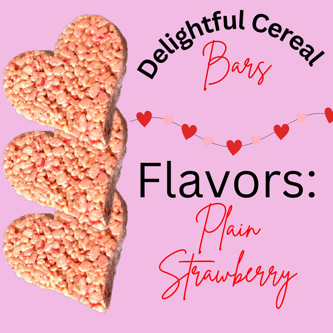 Valentine's Day - Heart Shape Delightful Cereal Bars (Strawberry, Plain) 2 Pk