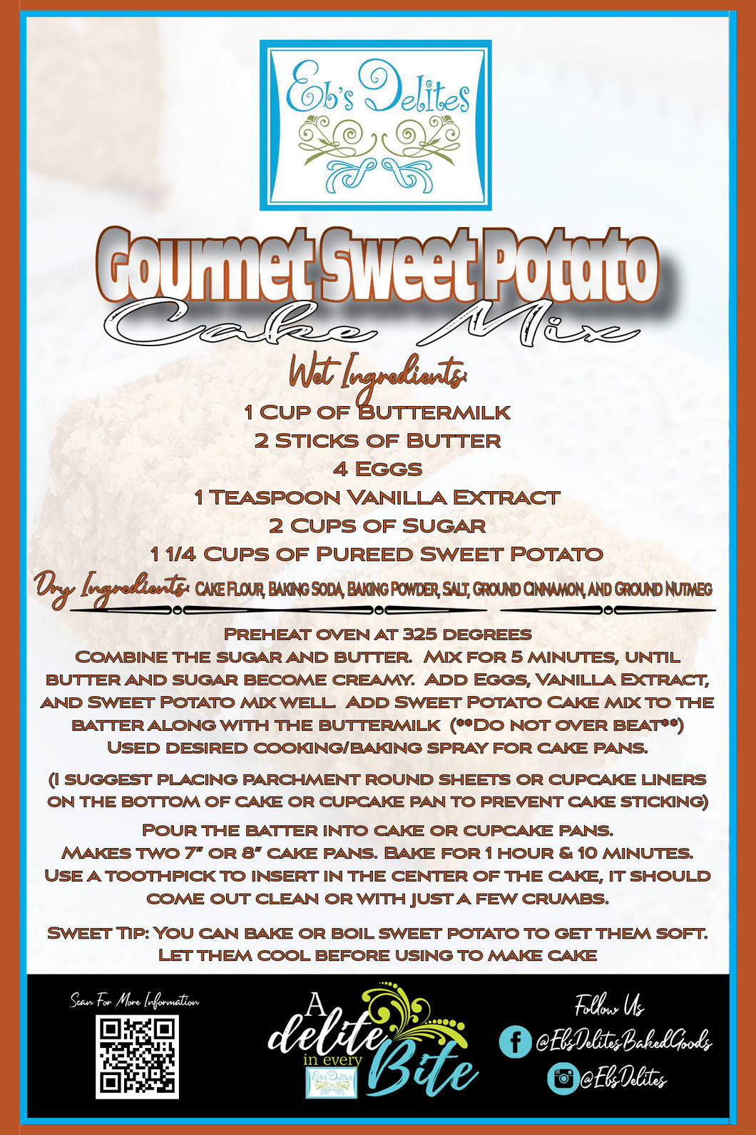 Gourmet Sweet Potato Cake Mix (Cake Mix Only)